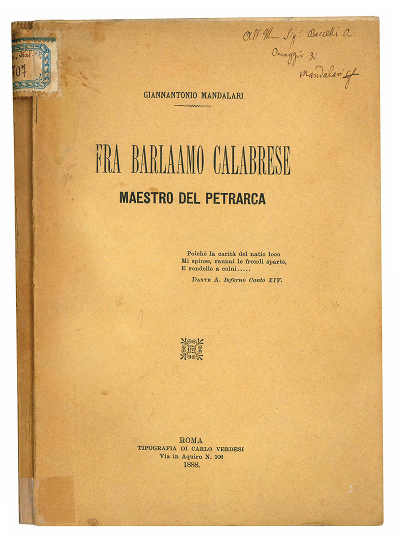 Fra Barlaamo calabrese maestro del Petrarca.