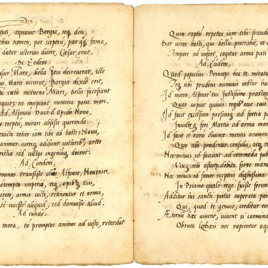 [Carmina] ad Hieronymum Sanvitalem Salae Principem. Manoscritto cartaceo (autografo?). [Reggio Emilia?], prima metà del XVI secolo