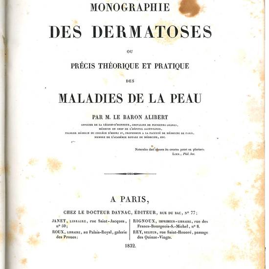 Monographie des dermatoses ou pre?cis the?orique et pratique des maladies de la peau