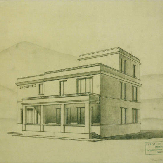 Laboratorio razionalista per Ufficiali di Collaudo al Polverificio di Segni. Prospetto (1932)