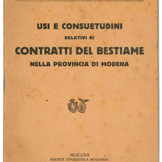 Usi e consuetudini relativi ai contratti del bestiame nella provincia di Modena