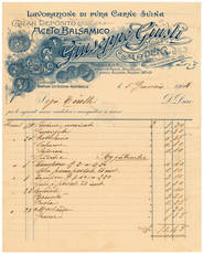 Ricevuta di vendita di diversi prodotti ai Sig.ri Tirelli. Modena, 5 gennaio 1904