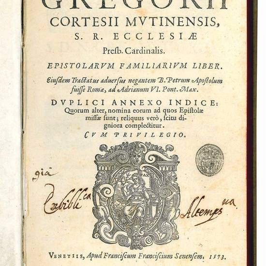 Epistolarum familiarium liber. Eiusdem Tractatus adversus negantem B. Petrum Apostolum fuisse Romae, ad Adrianum VI. Pont. Max. [...]