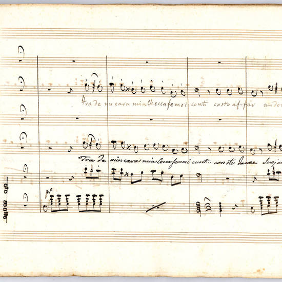 Duetto In Dialetto Milanese, e Veneziano del Sig.r M.ro Ricci (Tra de nün cara mia Cecca/Tra de nu cara mia Checca). Manuscript on paper, ca. 1830s.