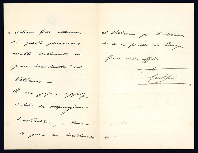 Lettera autografa. 9 febbraio 1892.