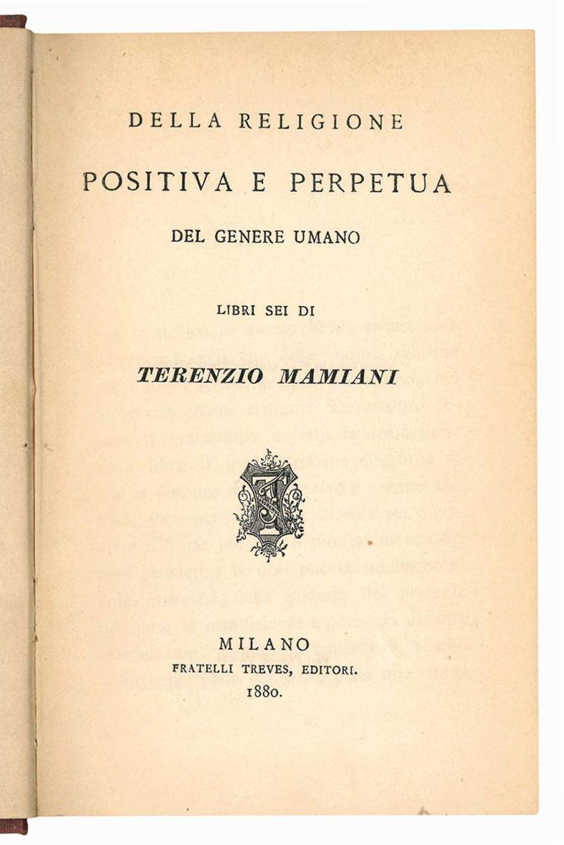 Della religione positiva e perpetua del genere umano. Libri sei di Terenzio Mamiani.