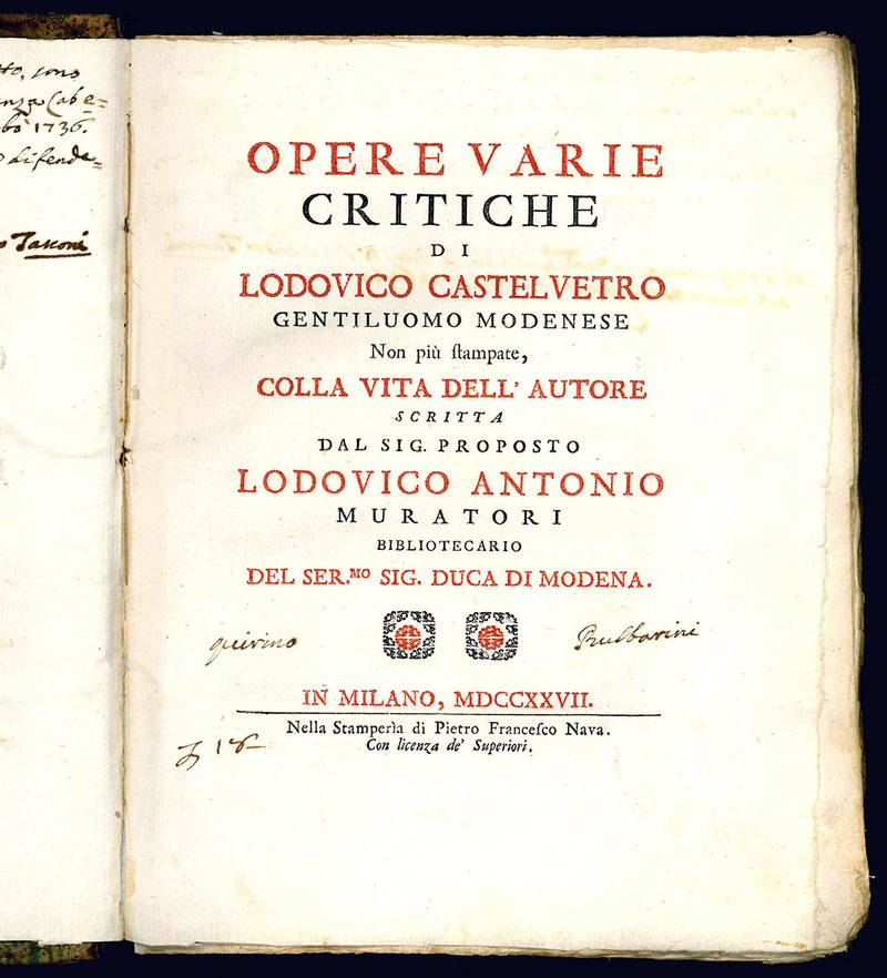 Opere varie critiche di Lodovico Castelvetro gentiluomo modenese non più stampate.