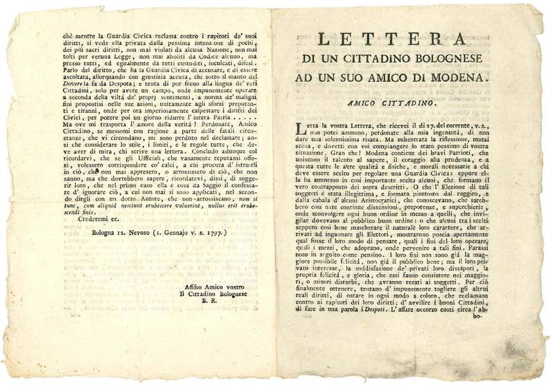 Lettera di un cittadino bolognese