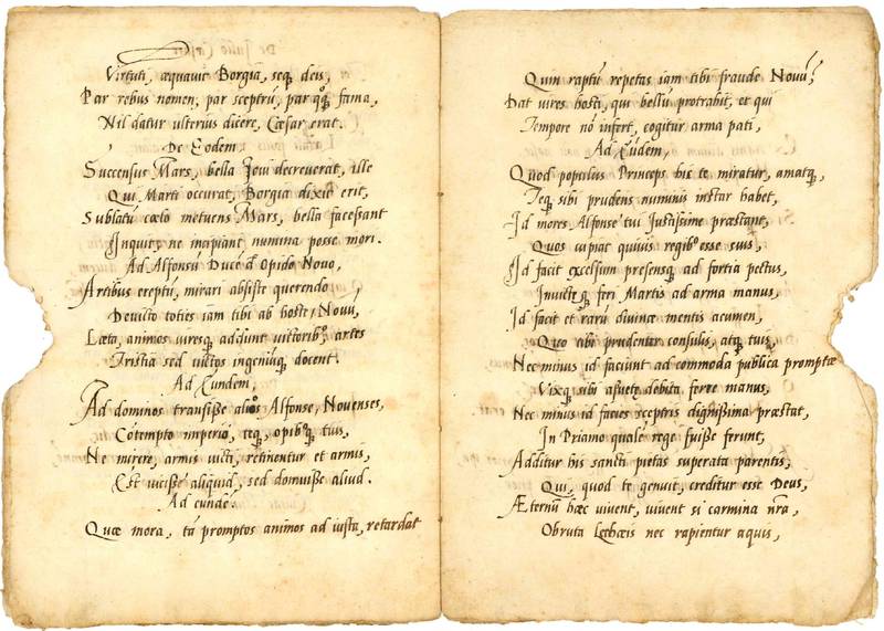 [Carmina] ad Hieronymum Sanvitalem Salae Principem. Manoscritto cartaceo (autografo?). [Reggio Emilia?], prima metà del XVI secolo