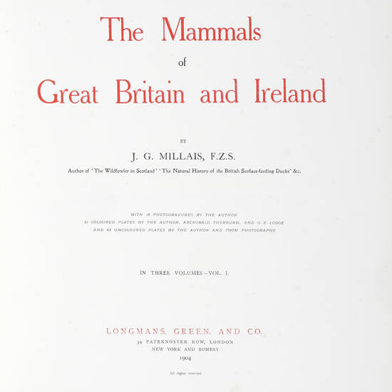 The Mammals of Great Britain and Ireland. Vol. I-III