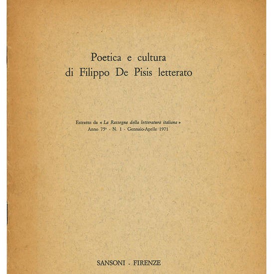 Poetica e cultura di Filippo De Pisis letterato.