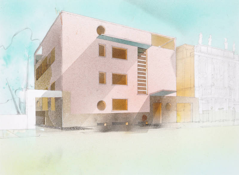 Prospettiva di Casa Laporte a Milano (progetto di Gio Ponti del 1936)