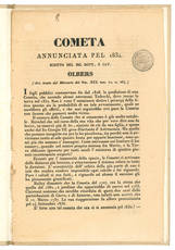 Cometa annunciata pel 1832 scritto del Sig. Dott., e Cav. Olbers.
