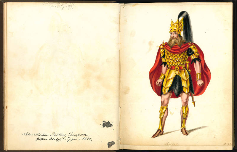 Collection of 70 watercolor drawings showing different theater costumes signed Witzmann. Germany or Austria, c. 1879