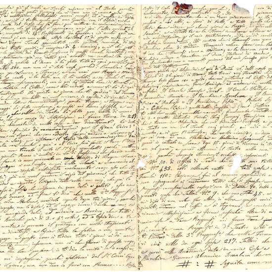 Lettera manoscritta inviata da Alessandria d'Egitto in data 19 luglio 1859 alla signora Adele Grassi di Modena