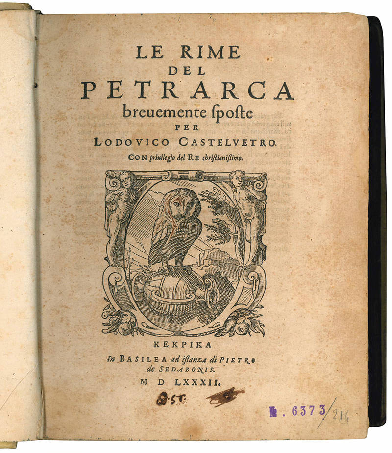 Le Rime del Petrarca brevemente sposte per Lodovico Castelvetro