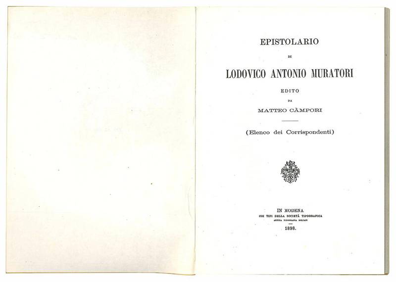 Epistolario di Lodovico Antonio Muratori edito da Matteo Campori. (Elenco dei Corrispondenti).
