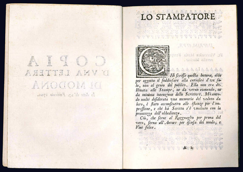 Copia d'una lettera di Modona In data de' 27. Febbraio 1700