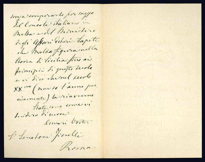 Lettera autografa. Roma: 1° luglio 1887.