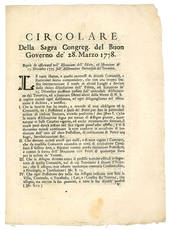 Circolare della Sagra Congreg. del Buon Governo de' 28. Marzo 1778 (Marozzi)