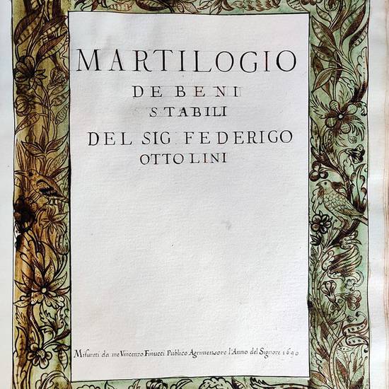 Martilogio de beni stabili del Sig. Federigo Ottolini. Misurati da me Vincenzo Finucci publico agrimensore l’Anno del Signore 1690. Manoscritto su carta. Lucca, 1690