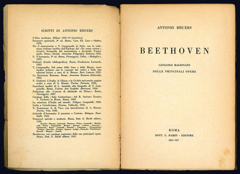 Beethoven. Catalogo ragionato delle principali opere.