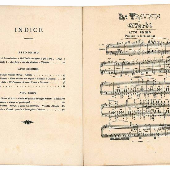 Edizione tascabile dell'opera completa per pianoforte La Traviata di G. Verdi. Edizione unica di 5000 esemplari.