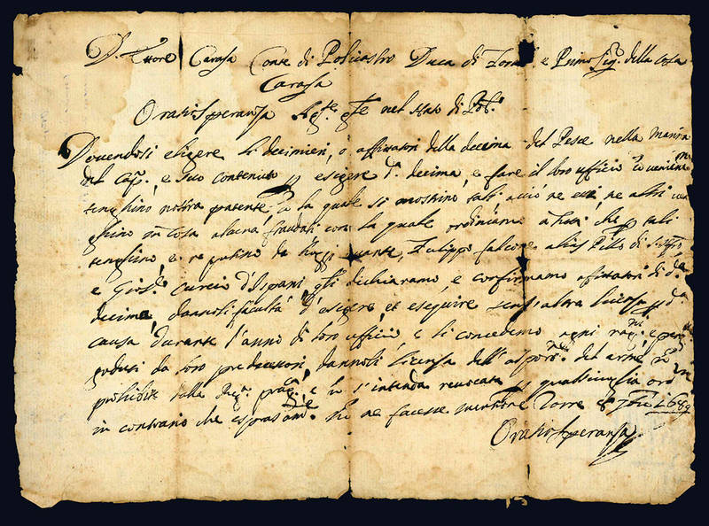 Lettera autografa. 8 settembre 1689.
