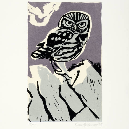 Eight by Eight. A boxed folio of original prints – lithographs, etchings & linocuts of eight European owls by eight artists