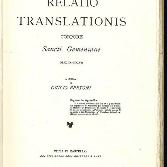 Relatio translationis corporis Sancti Geminiani (1099-1106).