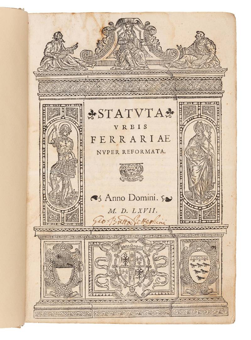 Statuta urbis Ferrariae nuper reformata. M.D.LXVII. (1567)