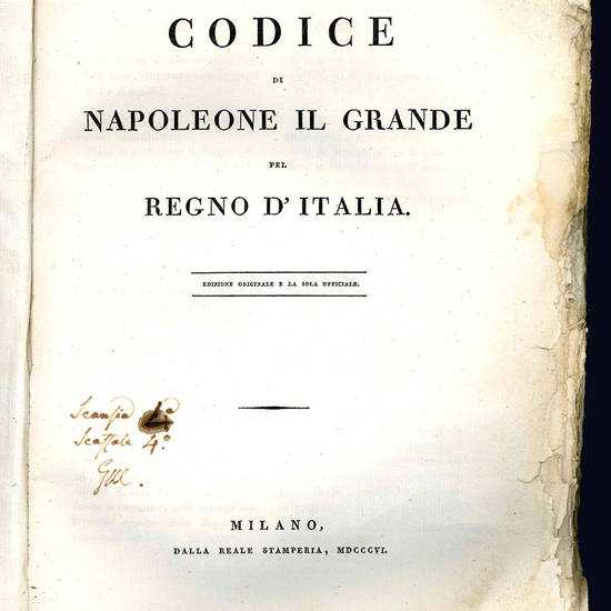 Codice di Napoleone il Grande per il Regno d’Italia