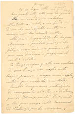Lettera autografa firmata con le sole iniziali ed indirizzata al Raffaele Nacmias a Villa Canelli sul Lago Maggiore. Firenze, s.d.