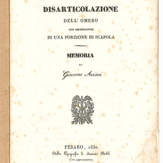 Della disarticolazione dell'omero con asportazione di una porzione di scapola.