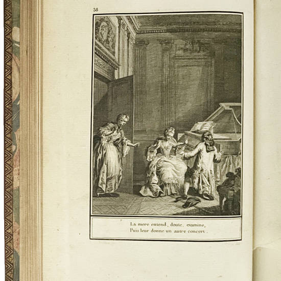 Choix de chansons mises en musique par M. de la Borde, Premier Valet-de-Chambre du Roi, Gouverneur du Louvre. Ornées d’estampes par J.M. Moreau, dédiées à Madame la Dauphine