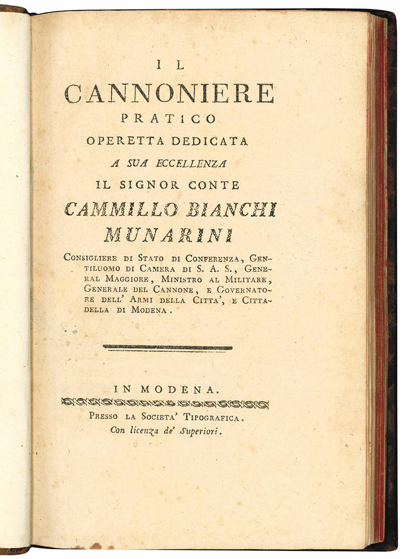 Il cannoniere pratico operetta dedicata a sua eccellenza il signor conte Cammillo Bianchi Munarini [...]