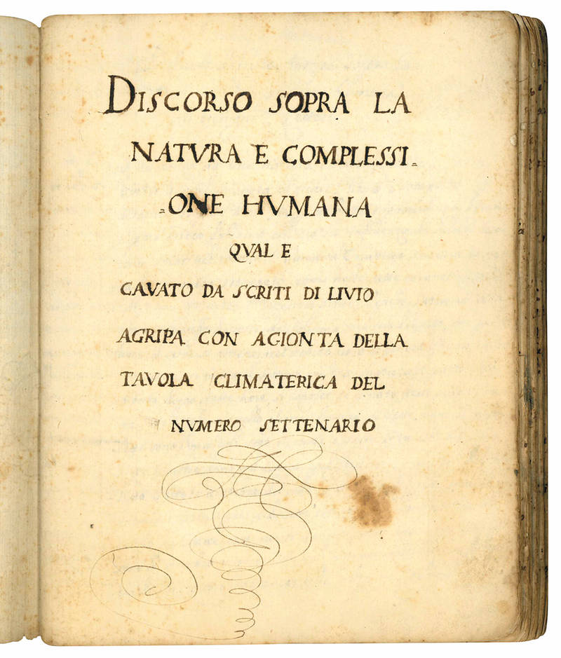 Manuscript on paper containing five 16th- and 17th-century astrological, literary, and historical texts in Italian. Italy, end of the 17th century