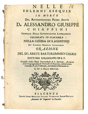 Nelle solenni esequie in morte del Reverendissimo Padre Abate d. Alessandro Giuseppe Chiappini gener