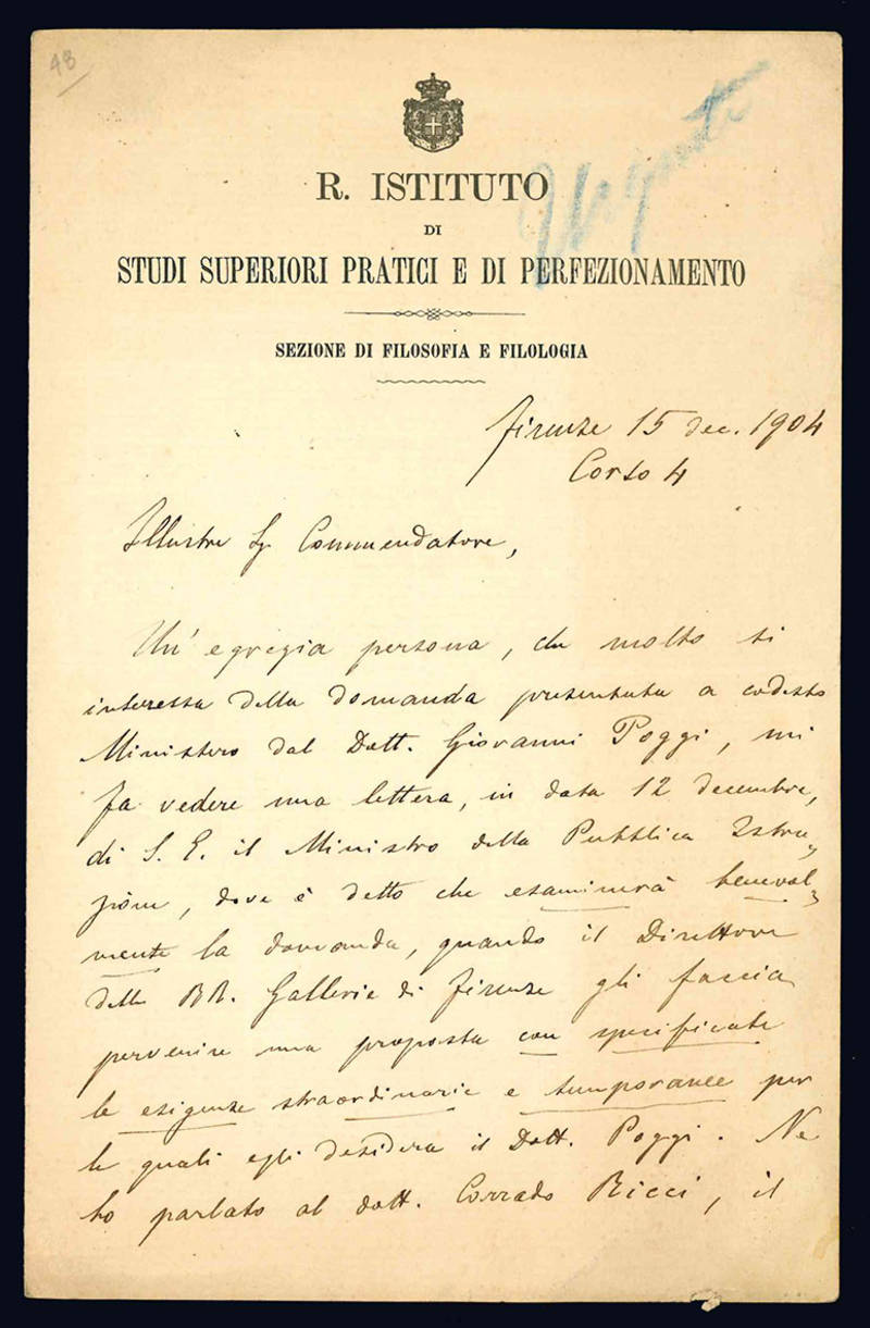Lettera autografa. Firenze: 15 dicembre 1904.