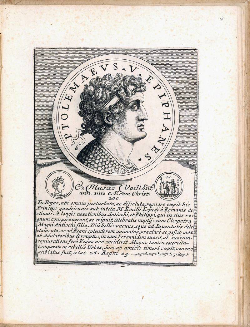 Series Ptolemaeorum regum Aegypti incisoribus iconum Caietano Piccinni characterum Ioanne Petroschi