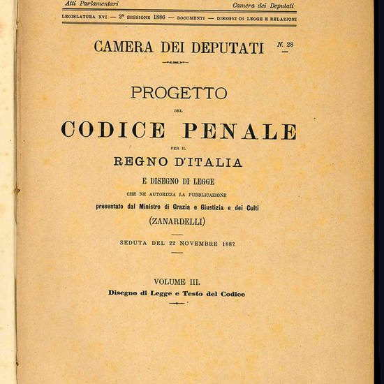 Progetto del Codice Penale per il Regno d'Italia.