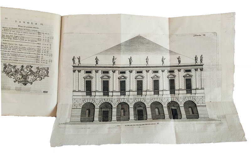 Idea di un teatro nelle principali sue parti simile a? teatri antichi all?uso moderno accomodato del conte Enea Arnaldi Accademico Olimpico. Con due discorsi l?uno che versa intorno a? teatri in generale, riguardo solo al coperto della scena esteriore, l?