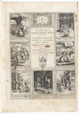 Icones operum misericordiae cum Iulii Roscii Hortini sententiis et explicationibus pars prior [-posterior] [...] Impensis Bartholomaei Grassii Rom. Bibliopolae incidebat Romae Marius Cartarius [...]