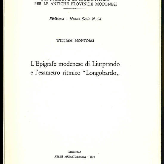L'epigrafe modenese di Liutprando e l'esametro ritmico Longobardo.