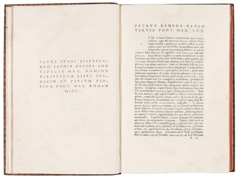 Petri Bembi Epistolarum Leonis Decimi Pontifici Max. nomine scriptarum libri sexdecim ad Paulum Tertium Pont. Max. Romam missi