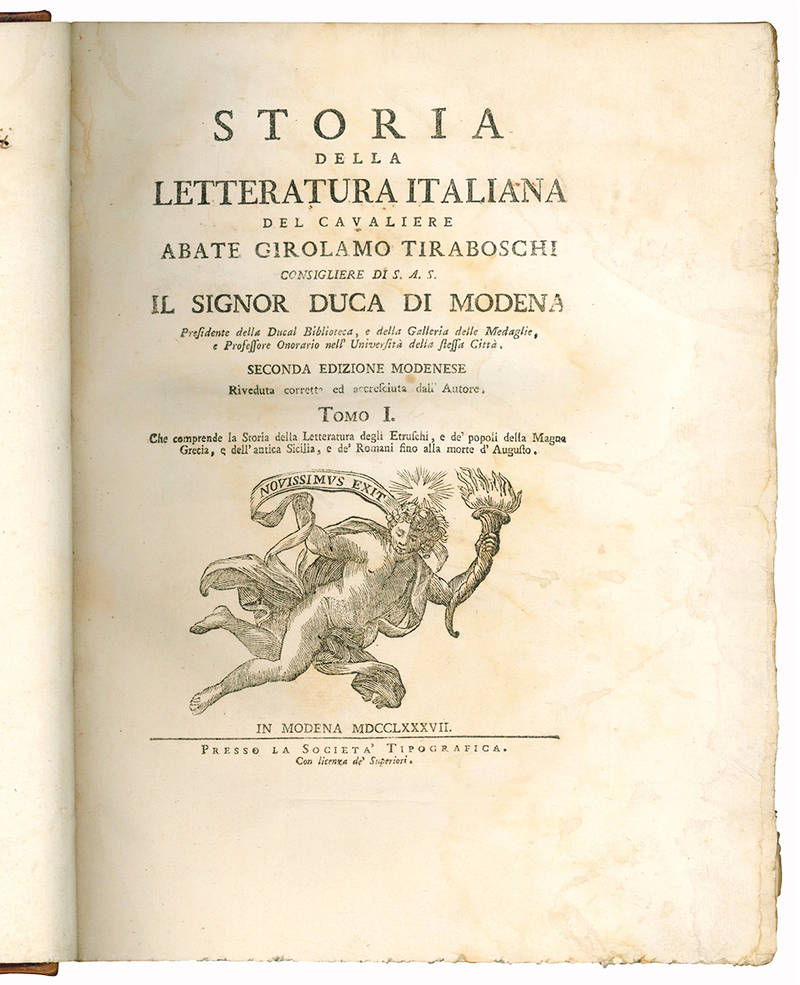 Storia della letteratura italiana [...] Seconda edizione modenese riveduta corretta ed accresciuta dall?autore