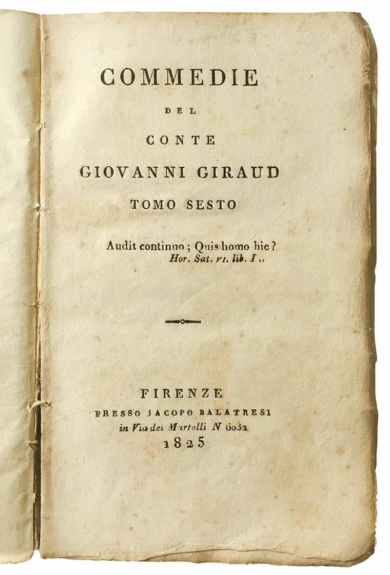 Commedie del conte Giovanni Giraud tomo primo (-sesto).