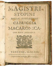 Magistri Stopini poetæ Ponzanensis Capriccia macaronica. Cum noua appendix.