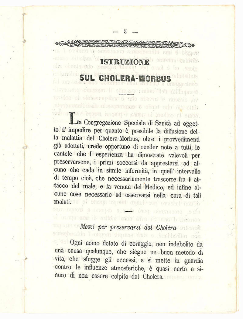 Istruzione sul cholera-morbus.