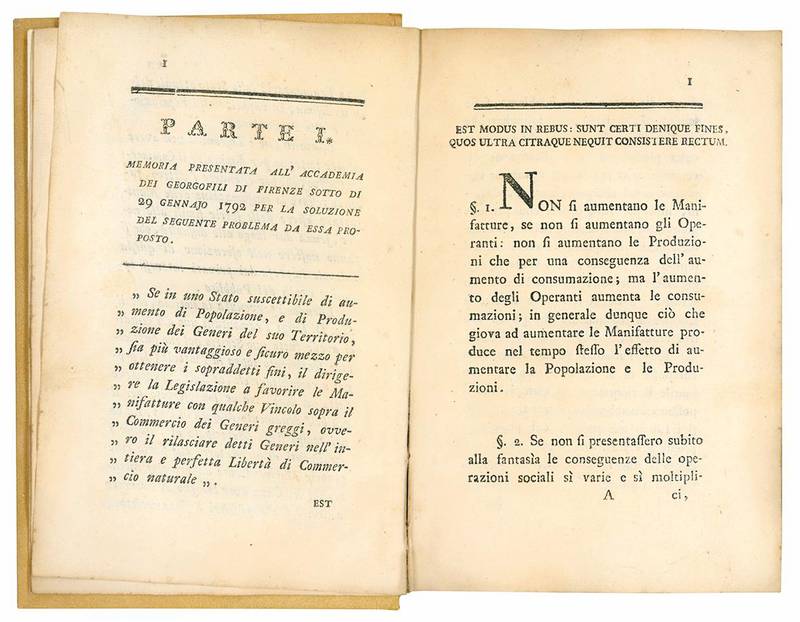 Esame del commercio attivo toscano e dei mezzi di estenderlo, per ottenere l'aumento della popolazione e della produzione di Matteo Biffi Tolomei patrizio fiorentino.